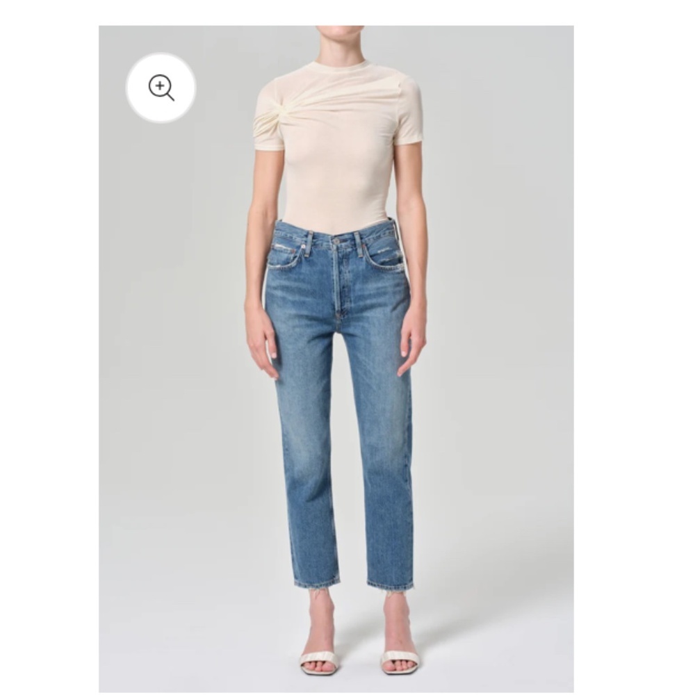 Agolde Crop Riley 5 Button Straight High Rise Jeans Size 29 - Picture 2 of 10